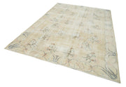 Vintage Wool Area Rug – Handmade Cotton Rug, Turkish Hand Knotted Carpet 7x10