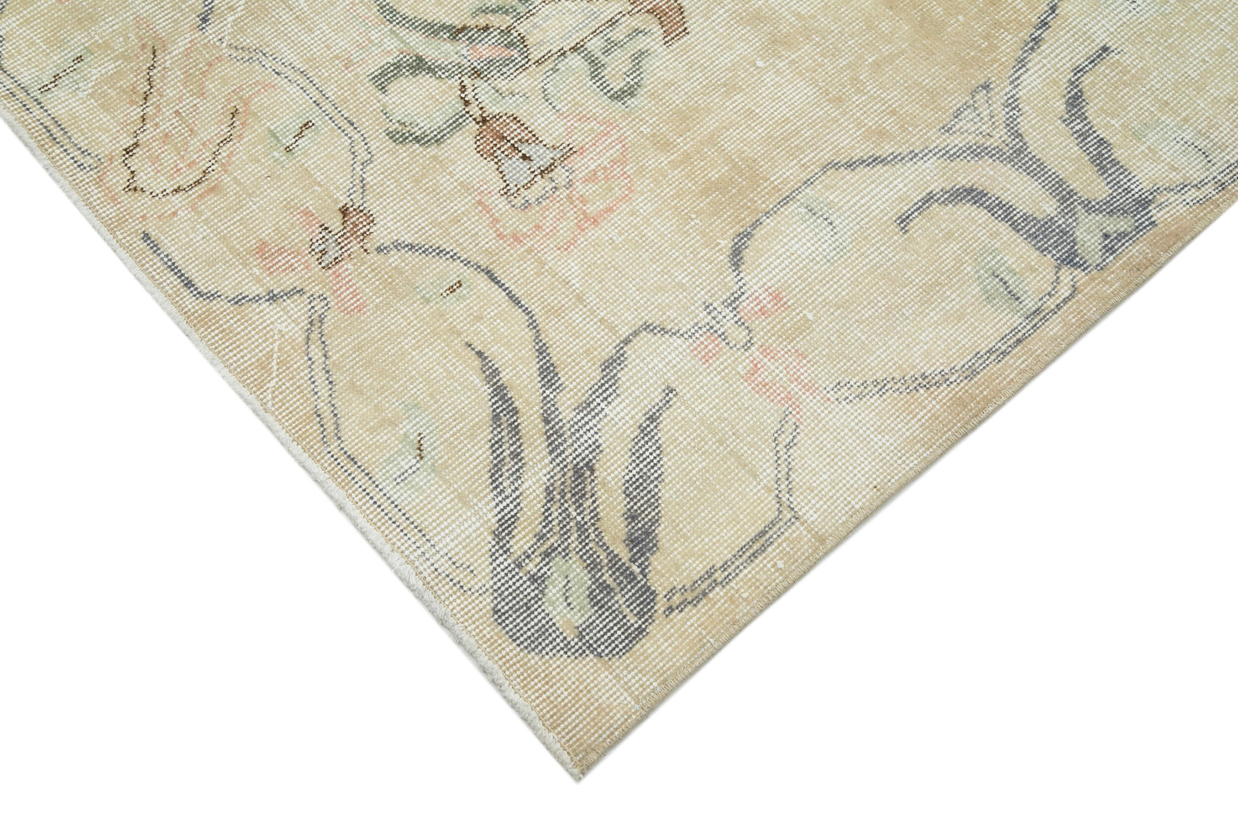 Vintage Wool Area Rug – Handmade Cotton Rug, Turkish Hand Knotted Carpet 7x10