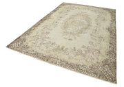 Handmade Wool Area Rug – Vintage Cotton Rug | Beige Area Carpet 6'9''x10'2''