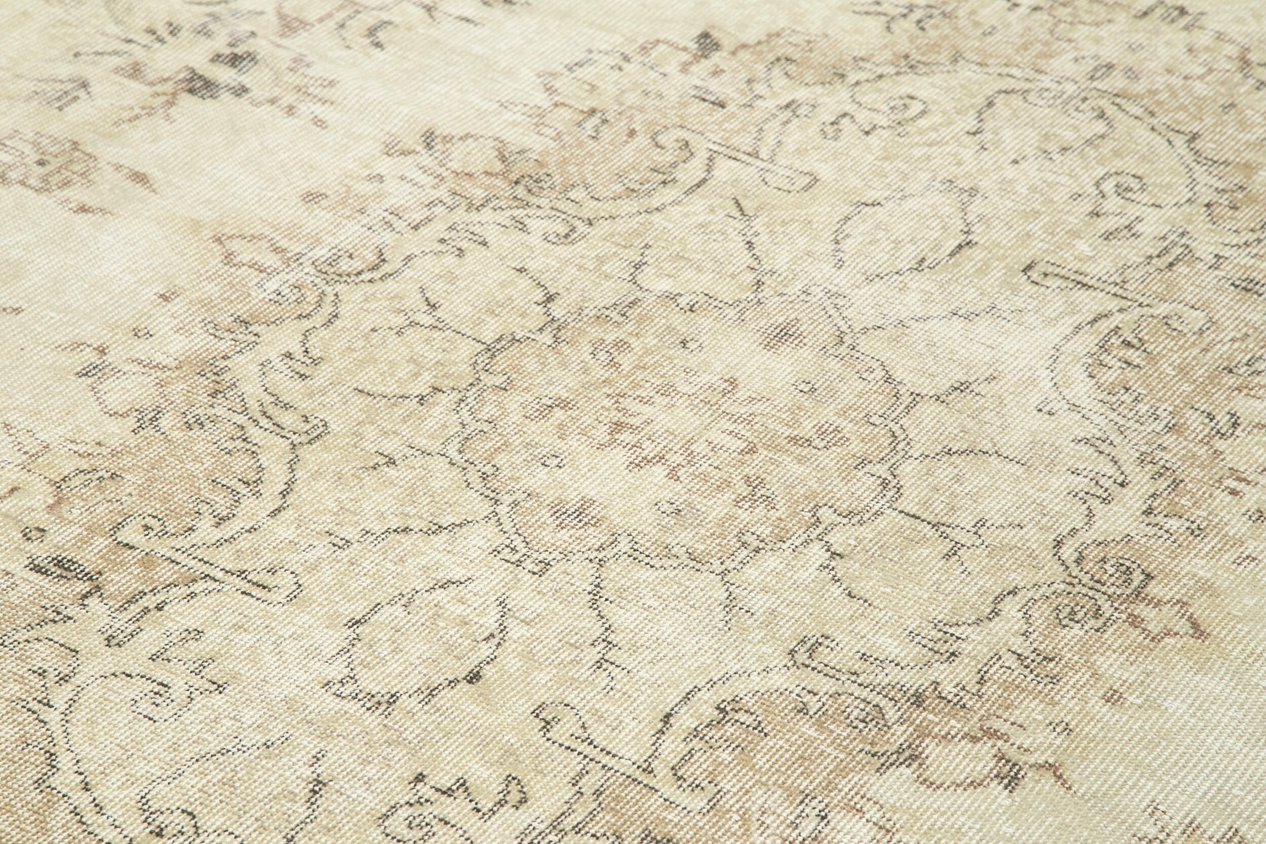 Handmade Wool Area Rug – Vintage Cotton Rug | Beige Area Carpet 6'9''x10'2''