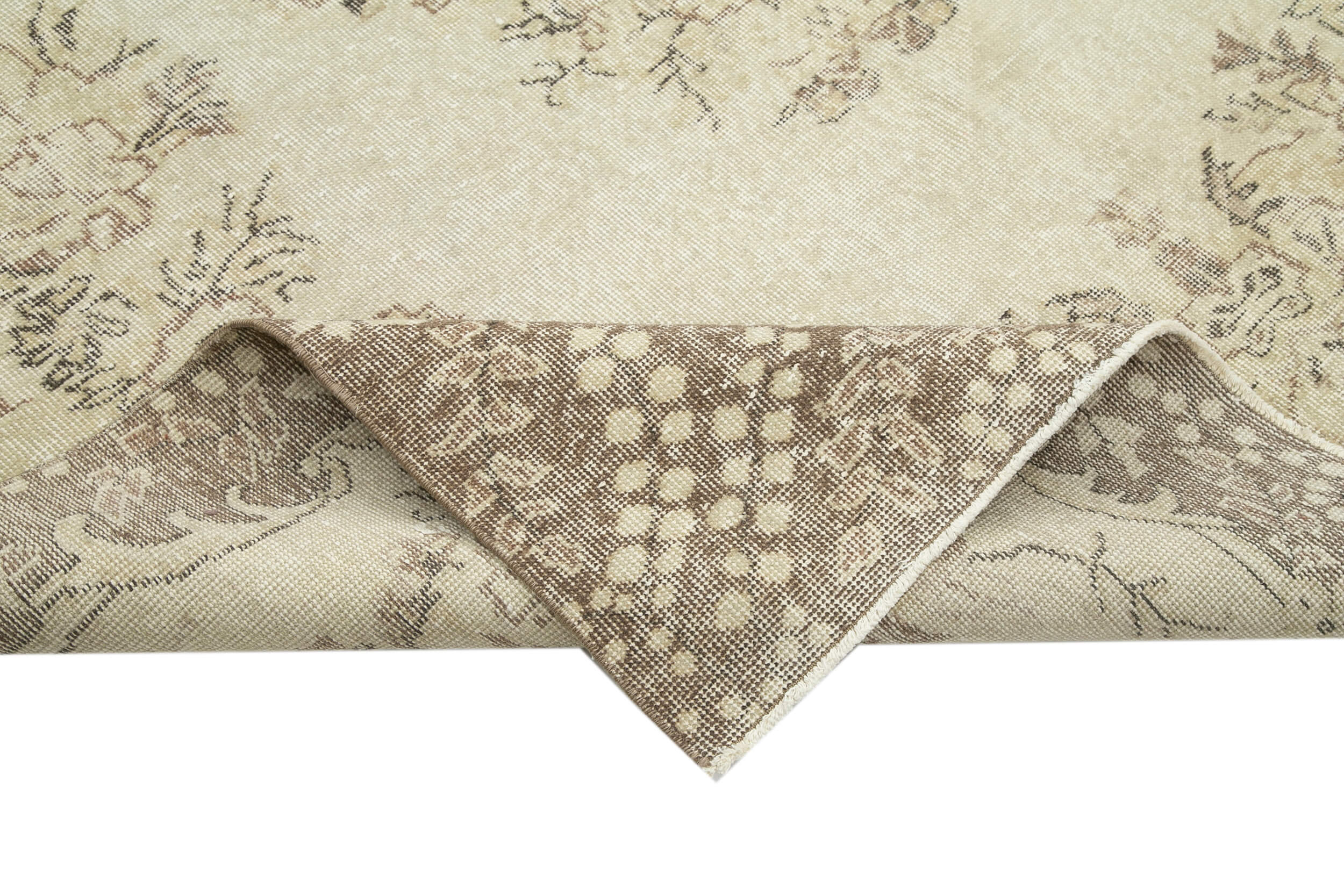 Handmade Wool Area Rug – Vintage Cotton Rug | Beige Area Carpet 6'9''x10'2''