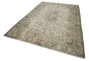 Handmade Vintage Area Rug – Beige Wool & Cotton, Turkish Hand Knotted Carpet 6'9''x10'1''