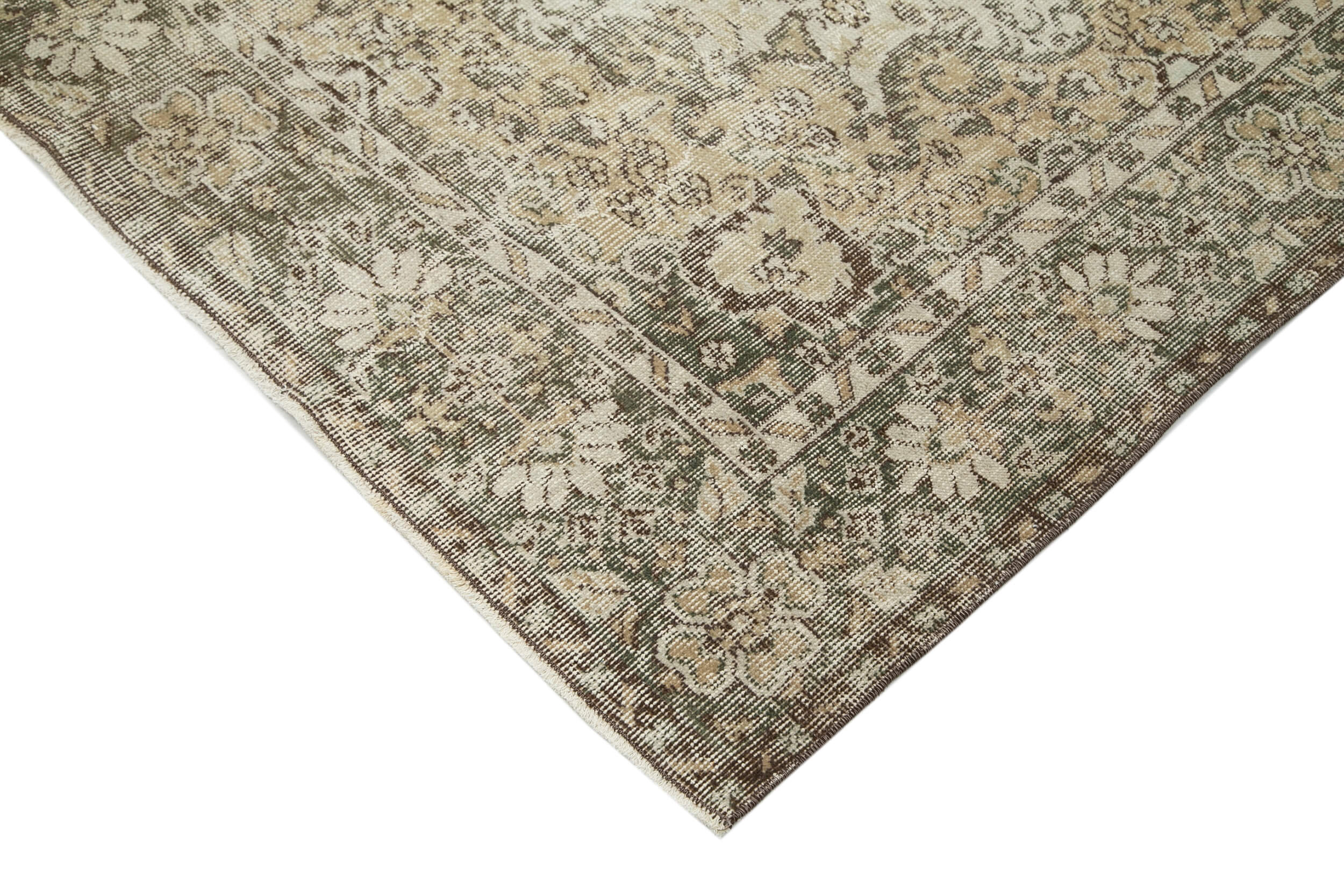 Handmade Vintage Area Rug – Beige Wool & Cotton, Turkish Hand Knotted Carpet 6'9''x10'1''
