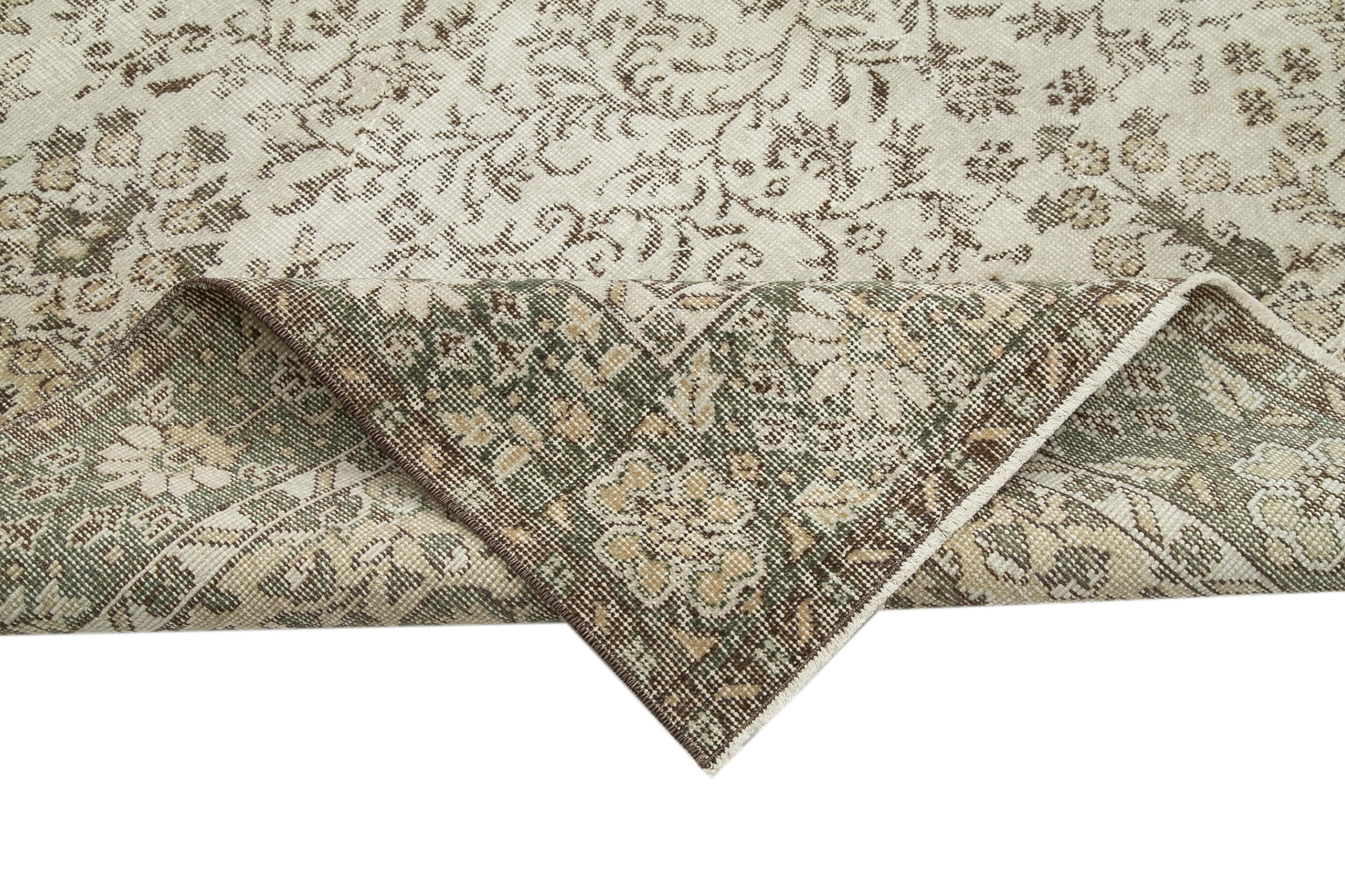 Handmade Vintage Area Rug – Beige Wool & Cotton, Turkish Hand Knotted Carpet 6'9''x10'1''