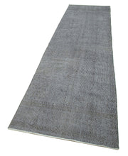Vintage Wool Area Rug – Handmade Overdyed Grey Cotton Wool Rug 2'11''x11'11''