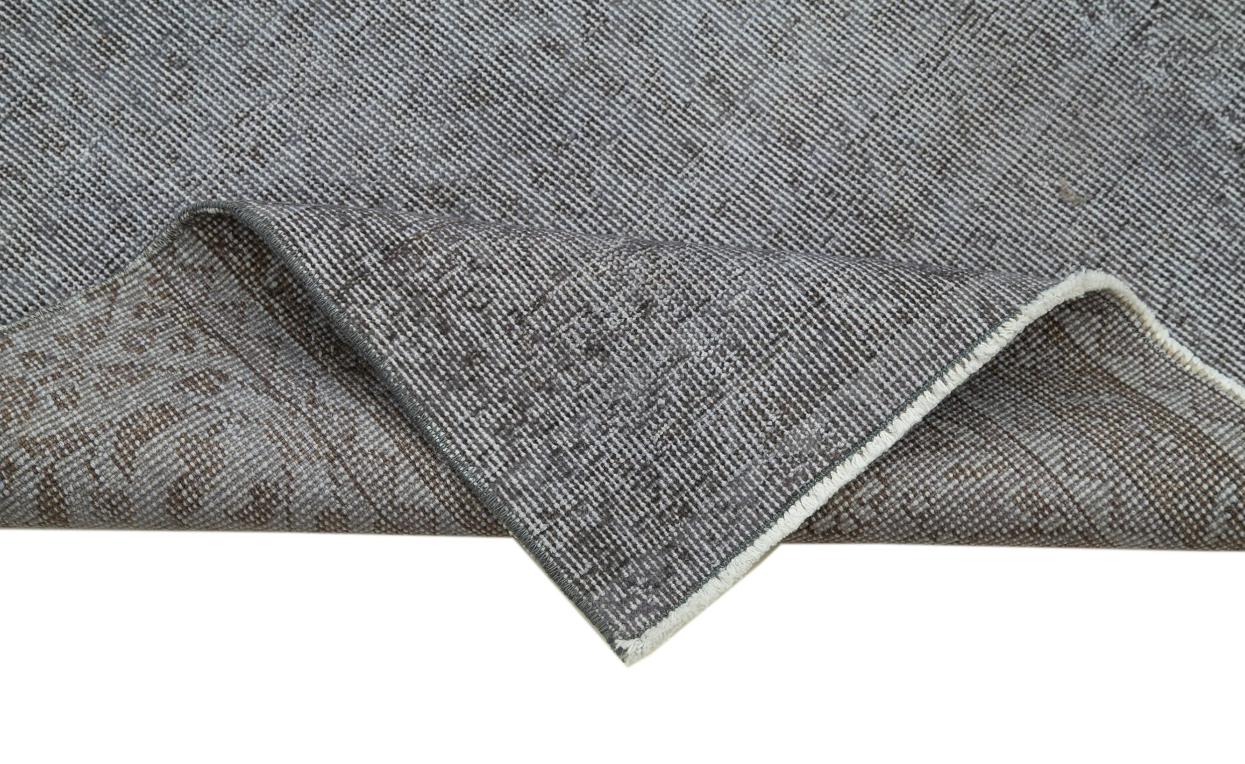 Vintage Wool Area Rug – Handmade Overdyed Grey Cotton Wool Rug 2'11''x11'11''