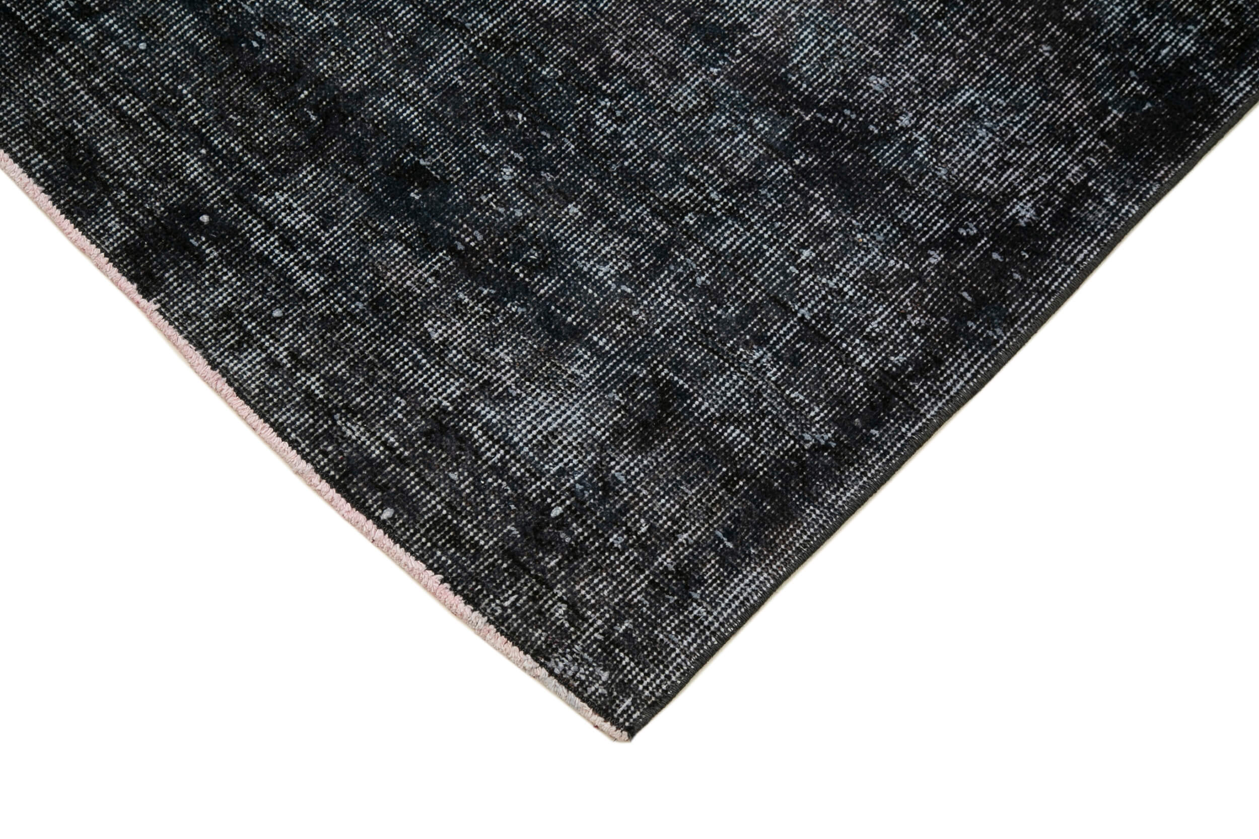 Vintage Handmade Area Rug - Overdyed Black Turkish Wool Cotton Carpet 3'1''x10'8''