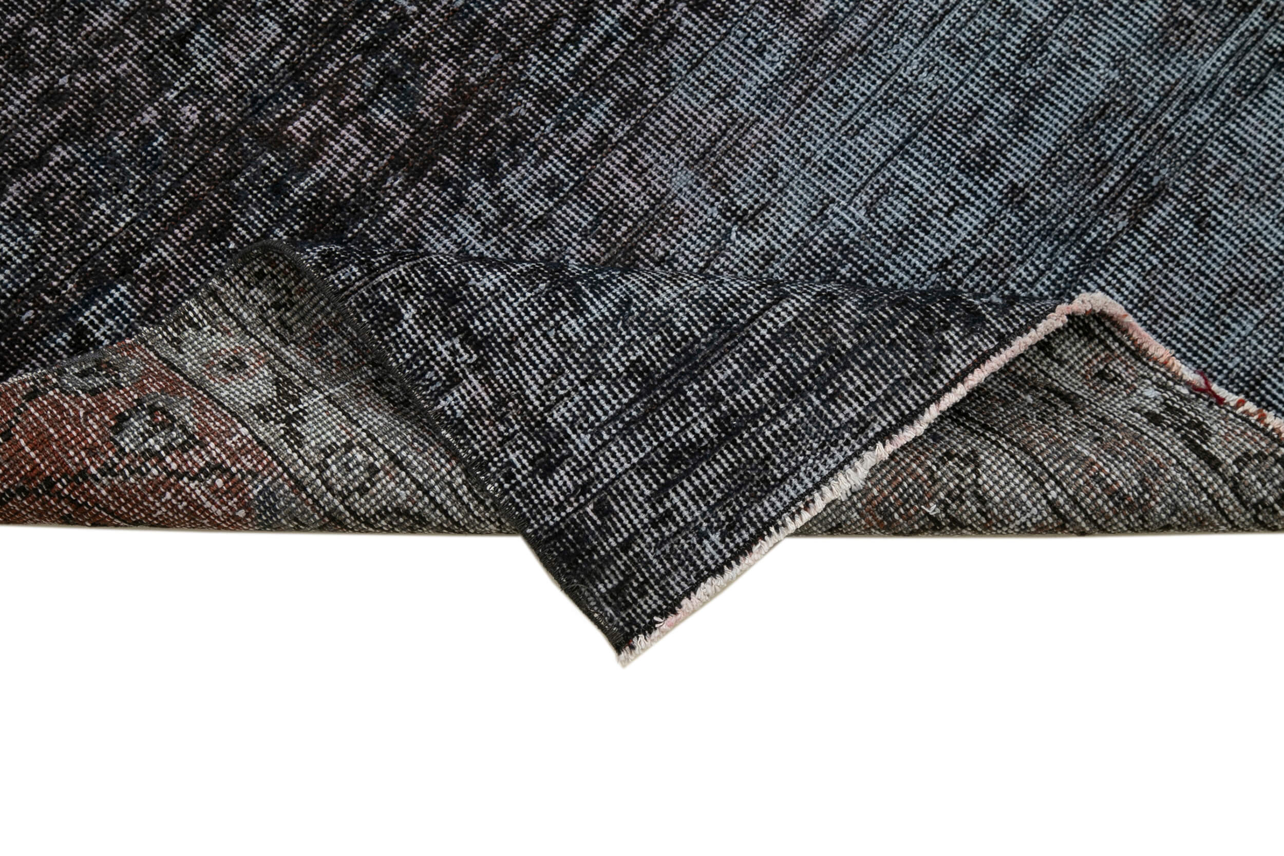 Vintage Handmade Area Rug - Overdyed Black Turkish Wool Cotton Carpet 3'1''x10'8''
