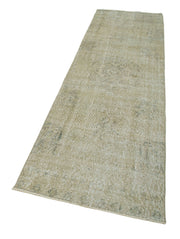 Handmade Vintage Area Rug – Overdyed Beige Wool Cotton 2'7''x9'4'' Durable Floor Covering