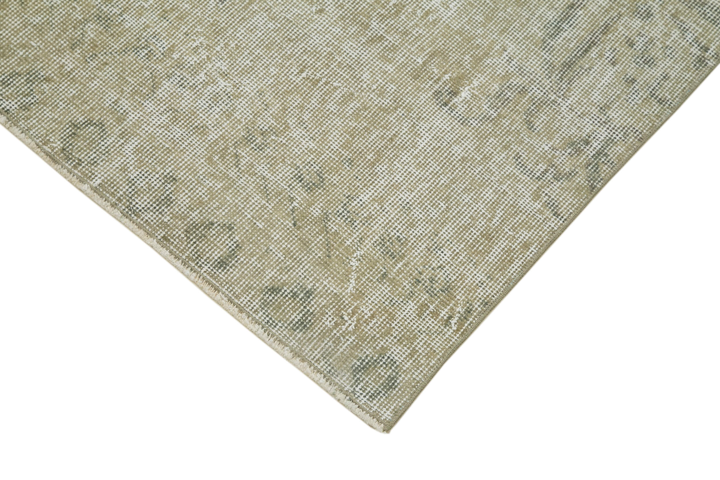 Handmade Vintage Area Rug – Overdyed Beige Wool Cotton 2'7''x9'4'' Durable Floor Covering