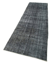 Vintage Wool Area Rug - Hand Knotted Overdyed Grey Cotton Wool Carpet 2'11"x10'5"