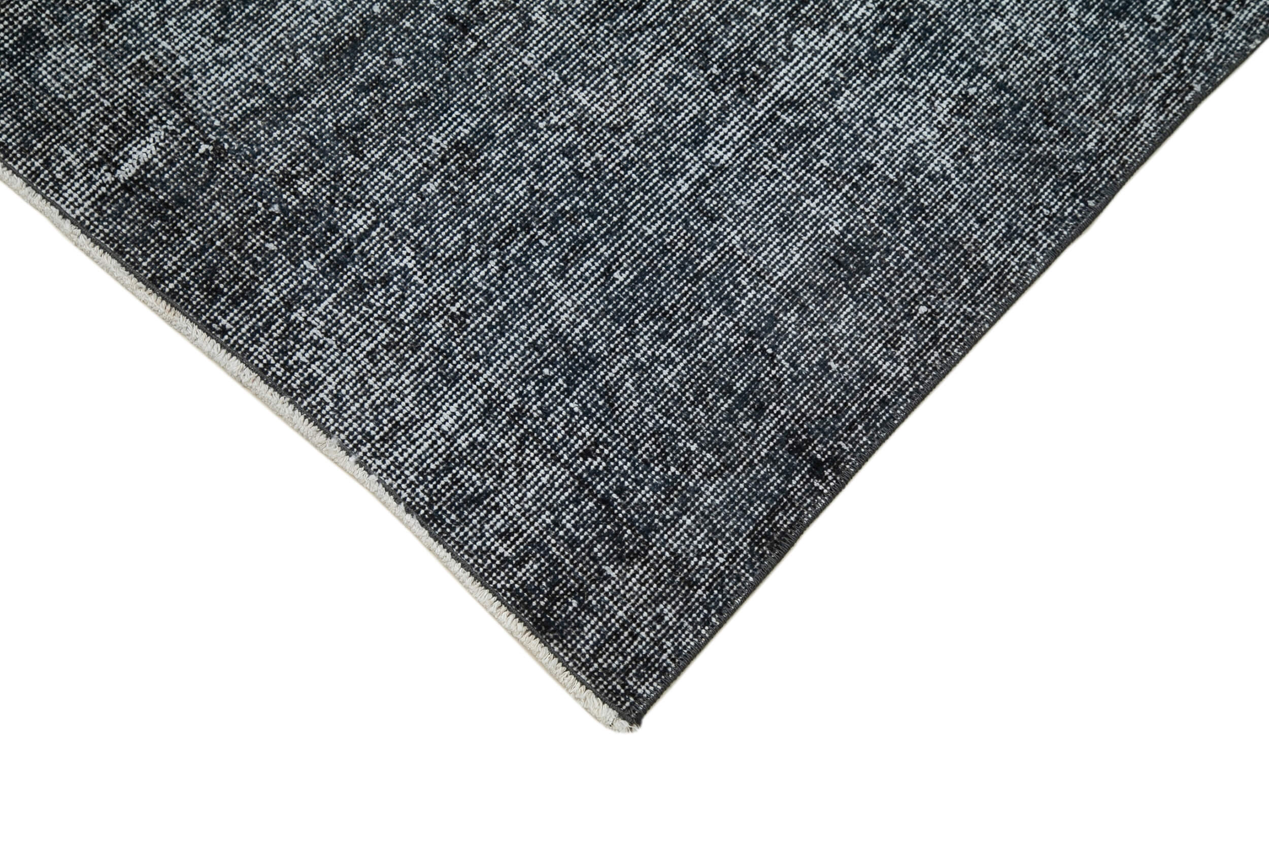 Vintage Wool Area Rug - Hand Knotted Overdyed Grey Cotton Wool Carpet 2'11"x10'5"