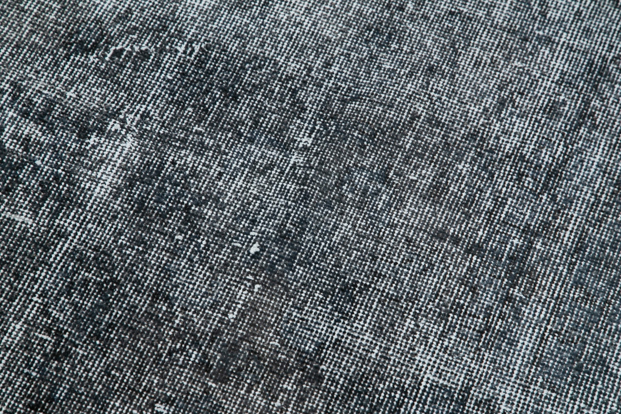 Vintage Wool Area Rug - Hand Knotted Overdyed Grey Cotton Wool Carpet 2'11"x10'5"
