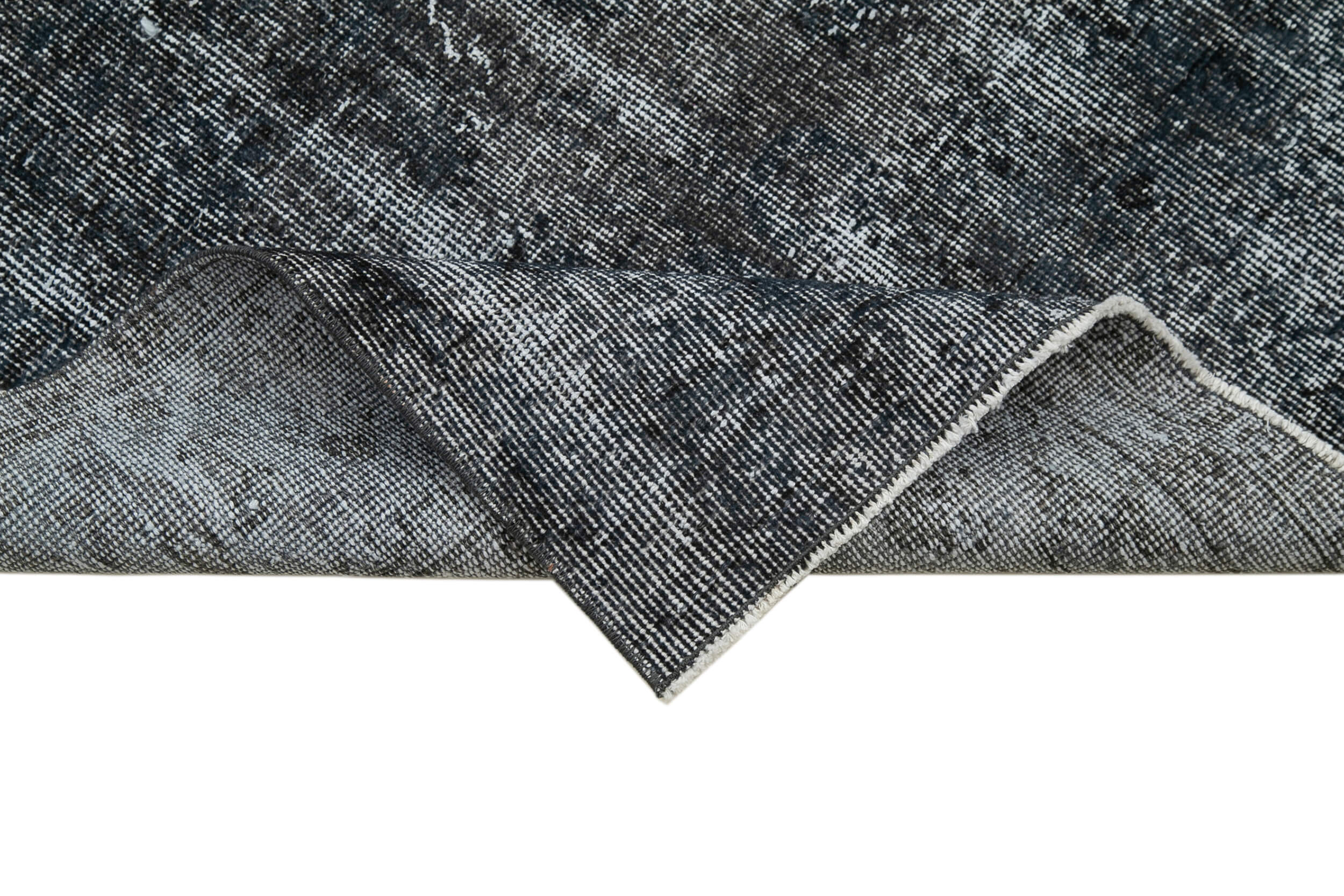 Vintage Wool Area Rug - Hand Knotted Overdyed Grey Cotton Wool Carpet 2'11"x10'5"