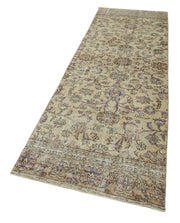 Handmade Vintage Area Rug – Overdyed Turkish Wool Rug 3'0'' x 9'3'' | Neutral Beige