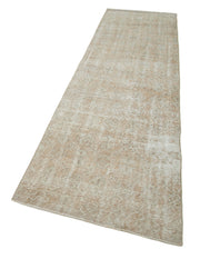 Handmade Area Rug – Overdyed Wool Carpet, Vintage Cotton Rug 3'0'' x 10'10'' Beige