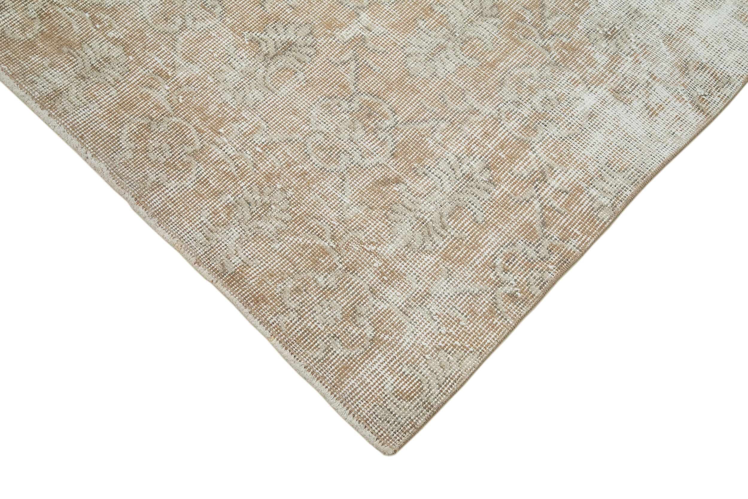 Handmade Area Rug – Overdyed Wool Carpet, Vintage Cotton Rug 3'0'' x 10'10'' Beige