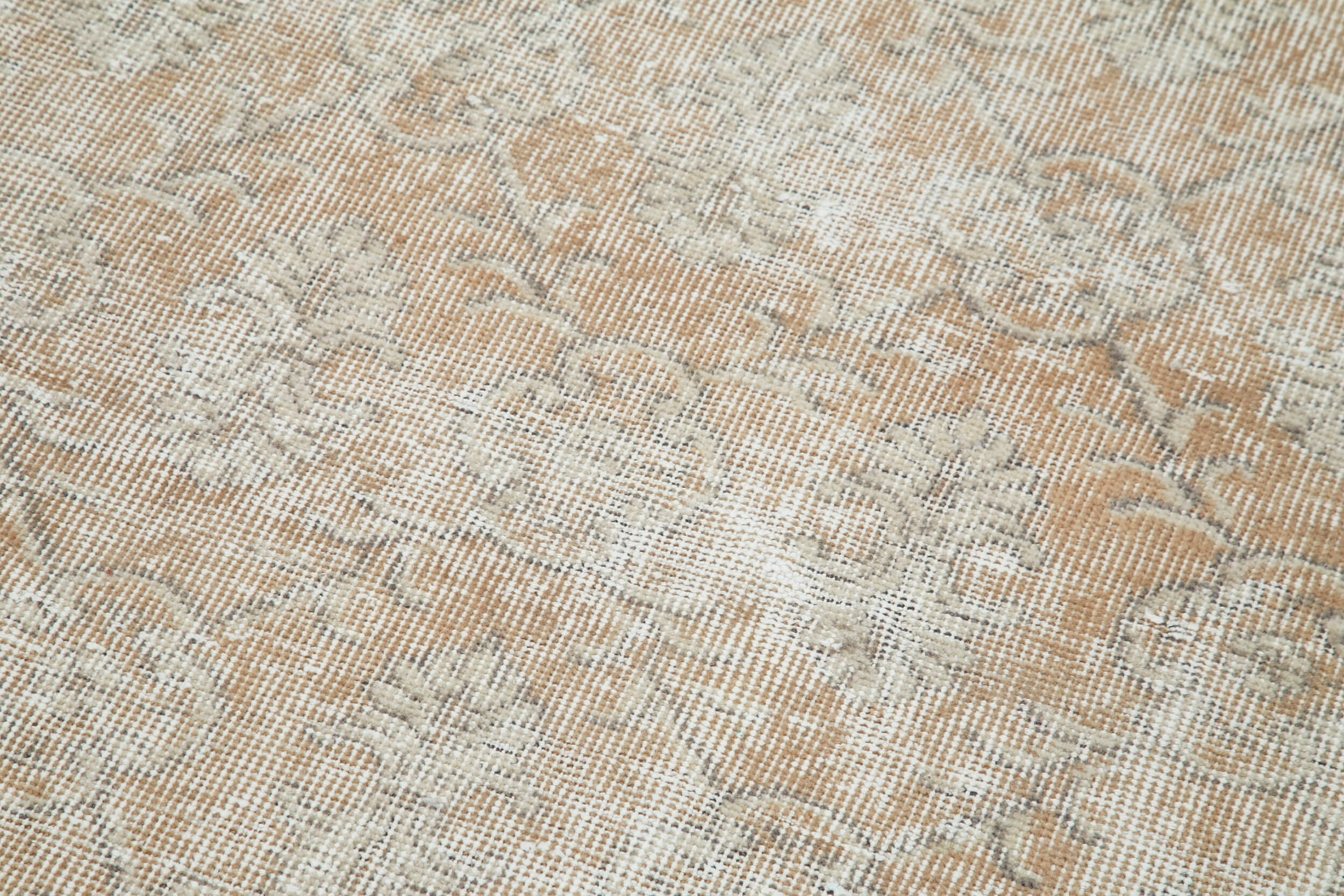 Handmade Area Rug – Overdyed Wool Carpet, Vintage Cotton Rug 3'0'' x 10'10'' Beige