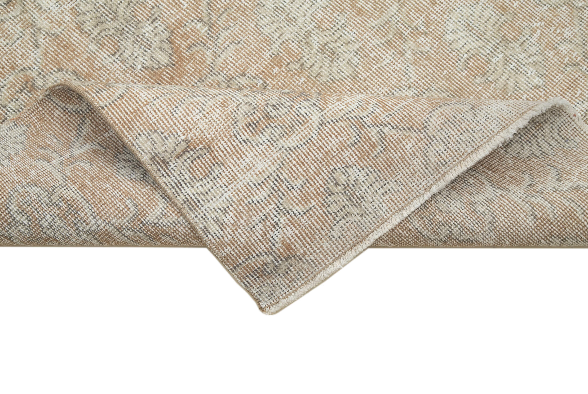 Handmade Area Rug – Overdyed Wool Carpet, Vintage Cotton Rug 3'0'' x 10'10'' Beige