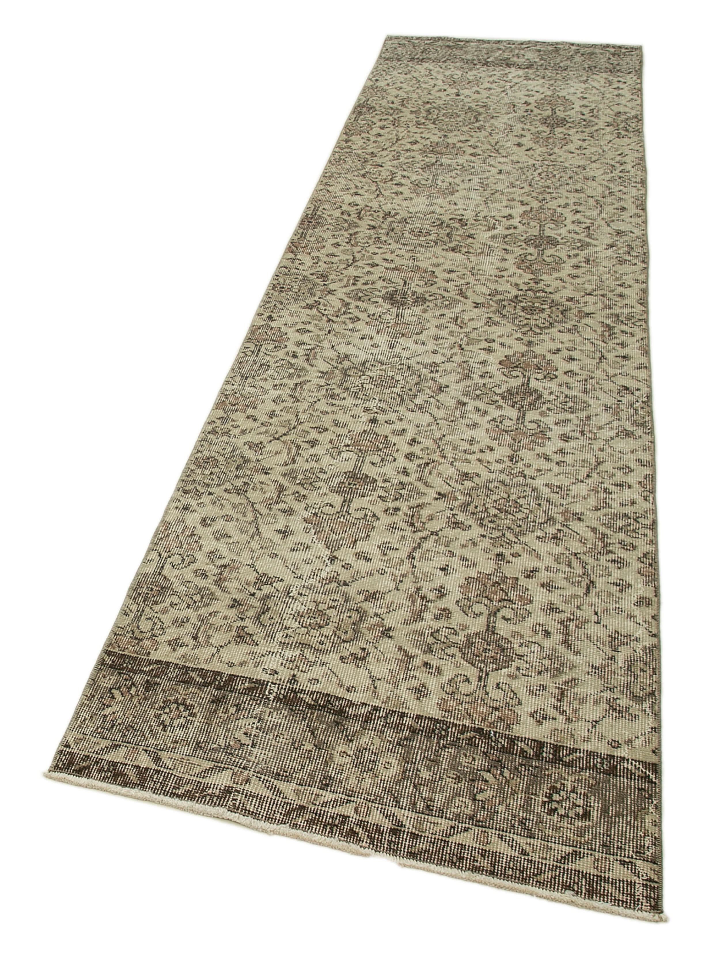 Handmade Vintage Area Rug – Overdyed Wool Rug | Turkish Hand Knotted Carpet 2'8''x10'