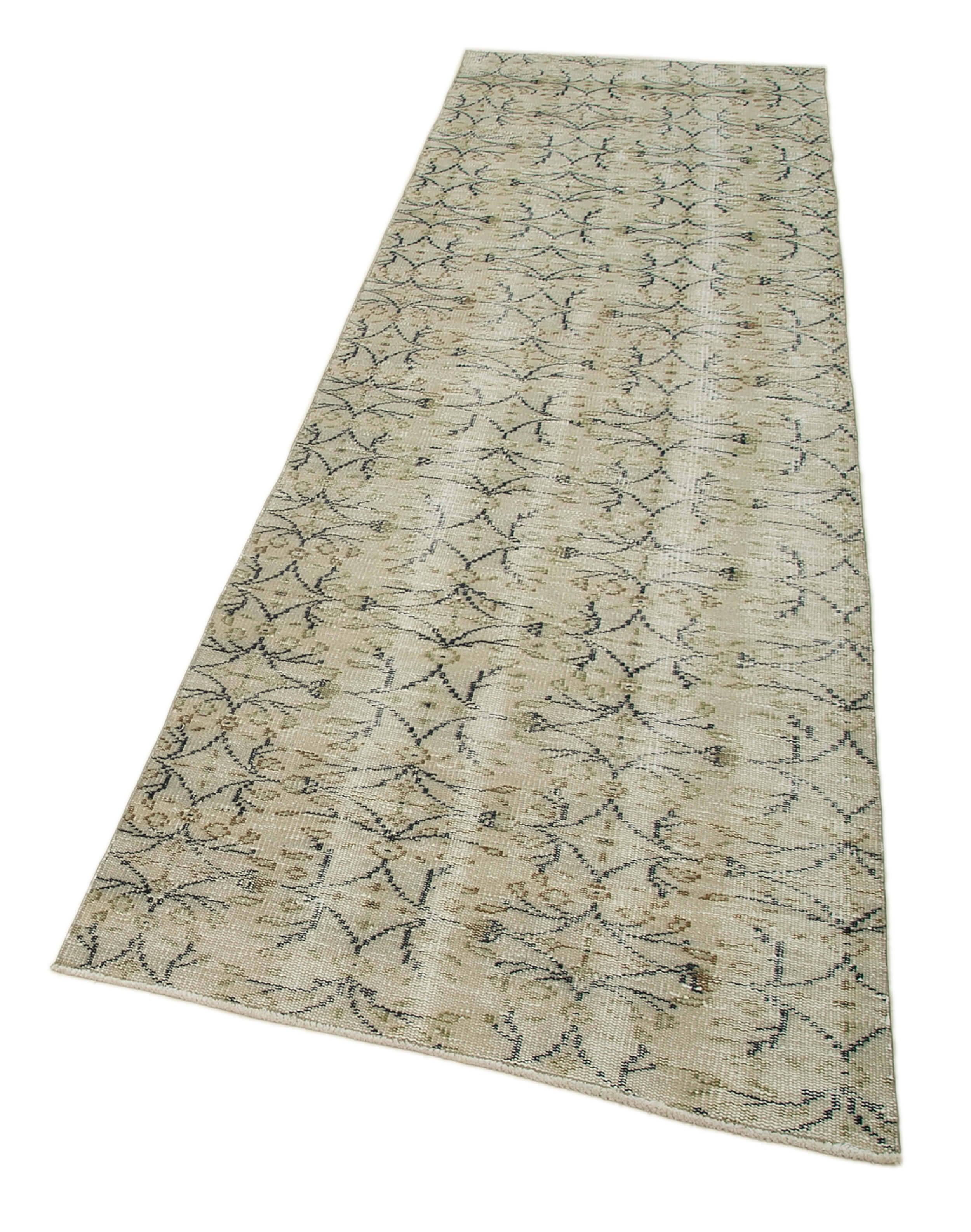 Handmade Vintage Area Rug – Overdyed Cotton Wool Rug, Beige 2'10'' x 9'6''