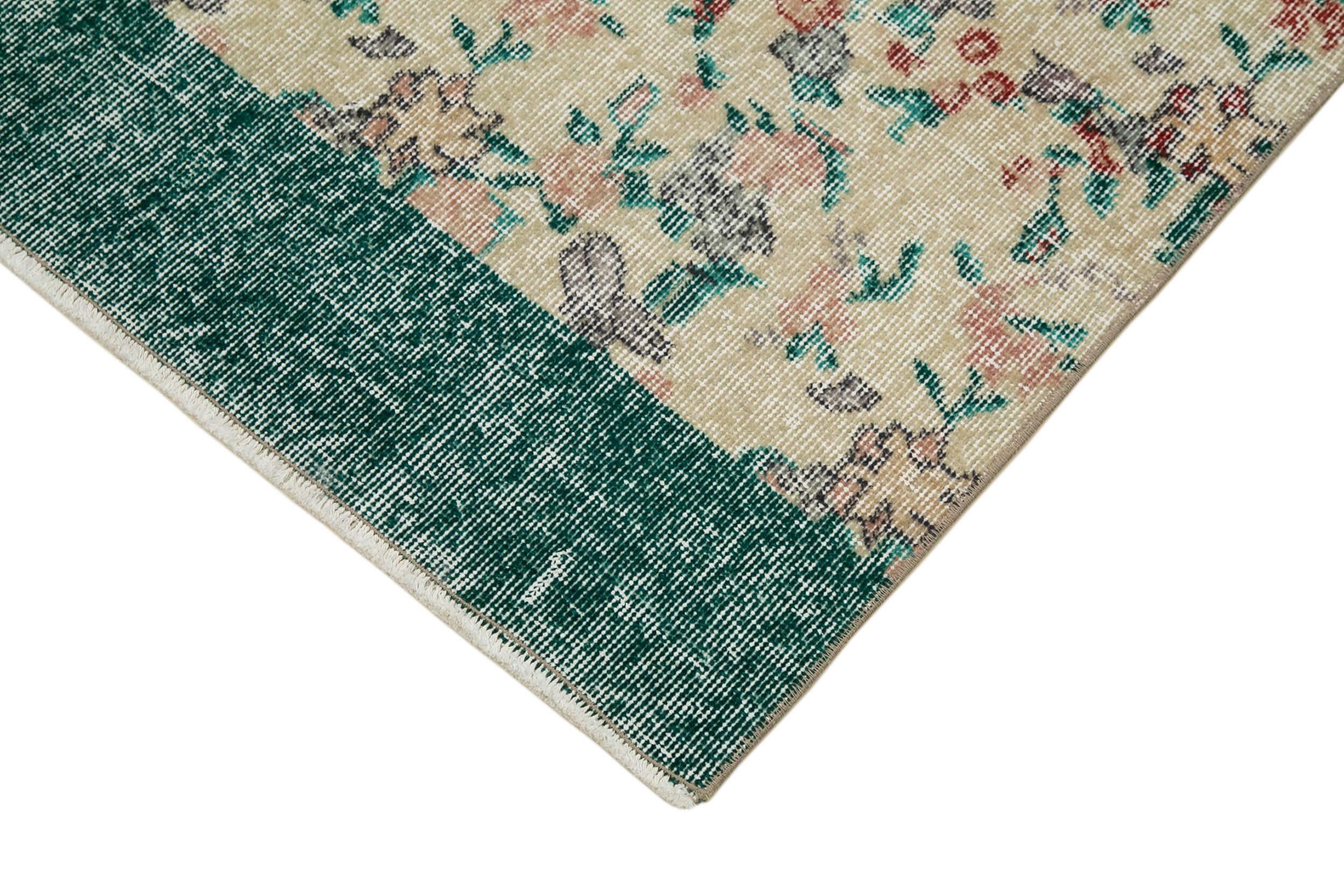 Handmade Vintage Area Rug - Overdyed Beige Wool Cotton Carpet 2'4''x9'9'' by Agacan