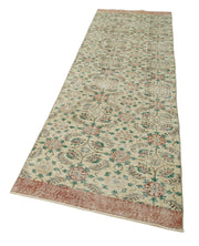 Handmade Vintage Area Rug – Overdyed Beige Wool Cotton Boho Style Rug 3'x10'5"