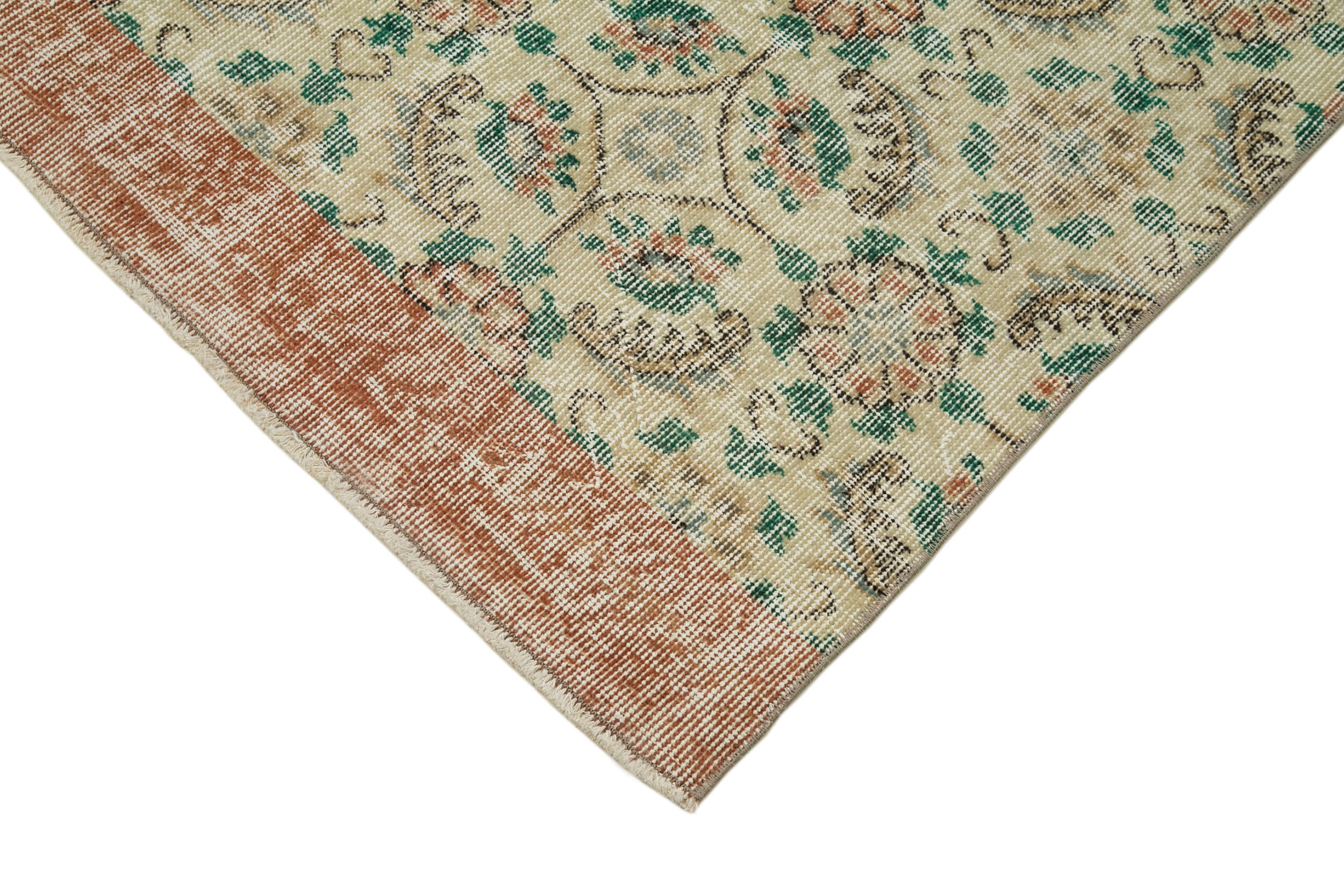 Handmade Vintage Area Rug – Overdyed Wool Rug | Neutral Beige Cotton Carpet 2'8''x10'5''