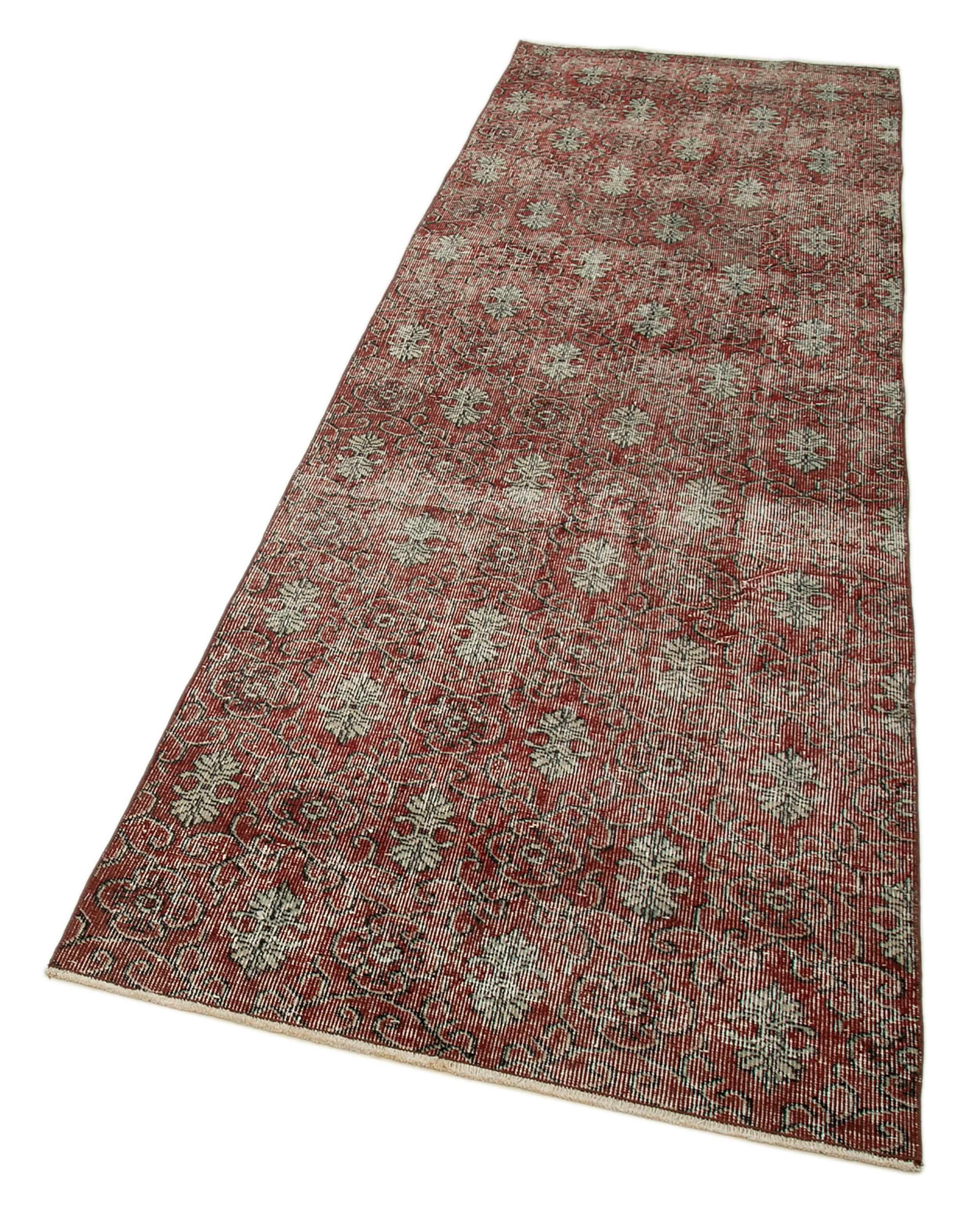 Handmade Vintage Area Rug – Overdyed Wool Rug, Red Vintage Carpet 2'11''x9'9''