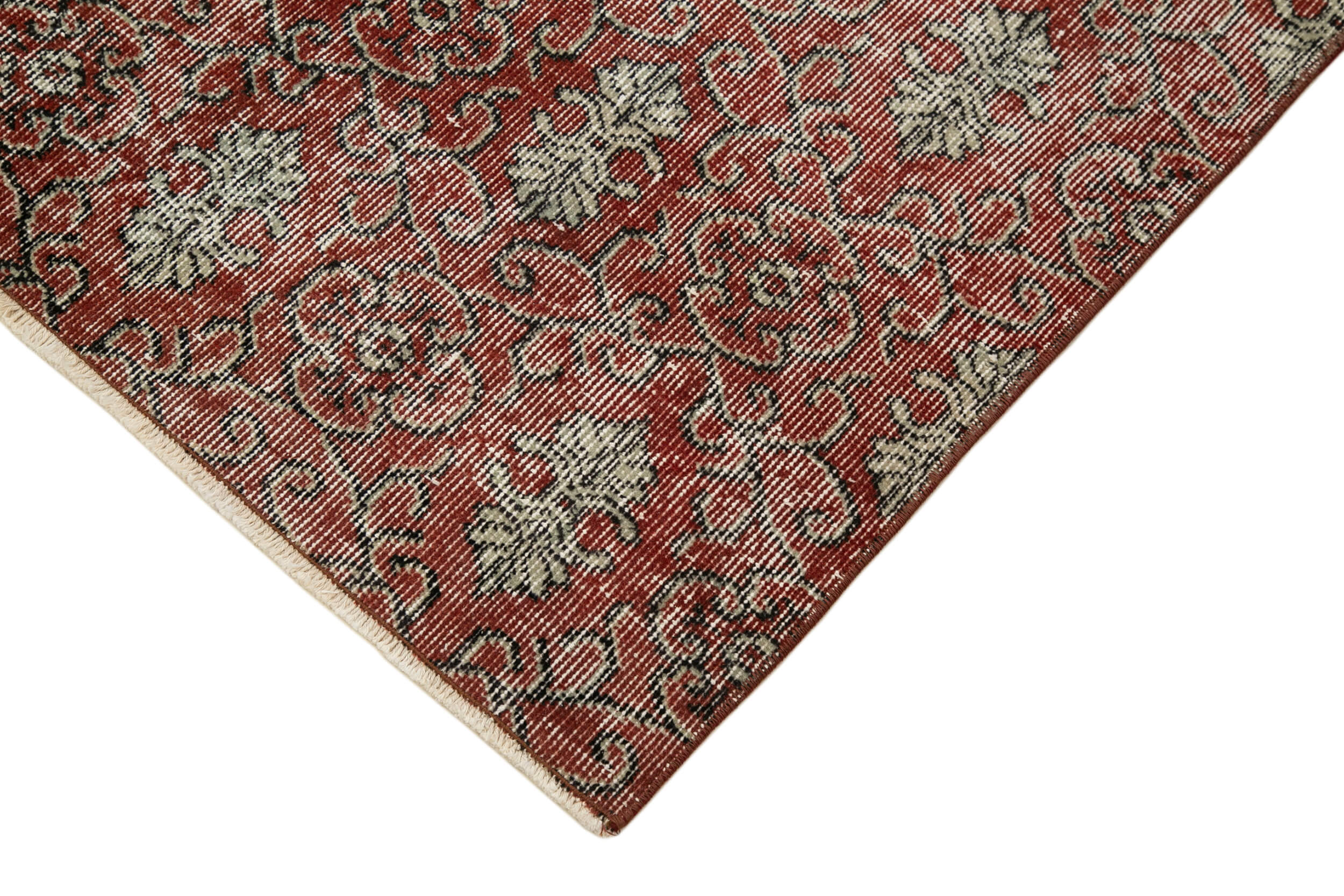 Handmade Vintage Area Rug – Overdyed Wool Rug, Red Vintage Carpet 2'11''x9'9''