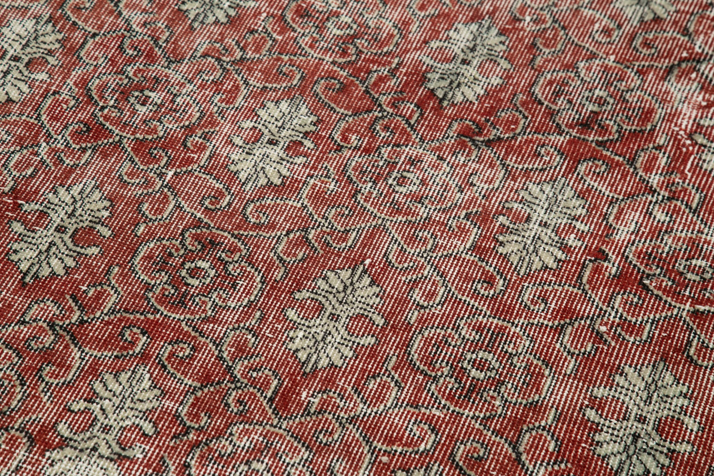 Handmade Vintage Area Rug – Overdyed Wool Rug, Red Vintage Carpet 2'11''x9'9''