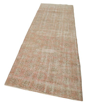 Handmade Area Rug – Overdyed Beige Vintage Wool Cotton Carpet 3'x9'8''