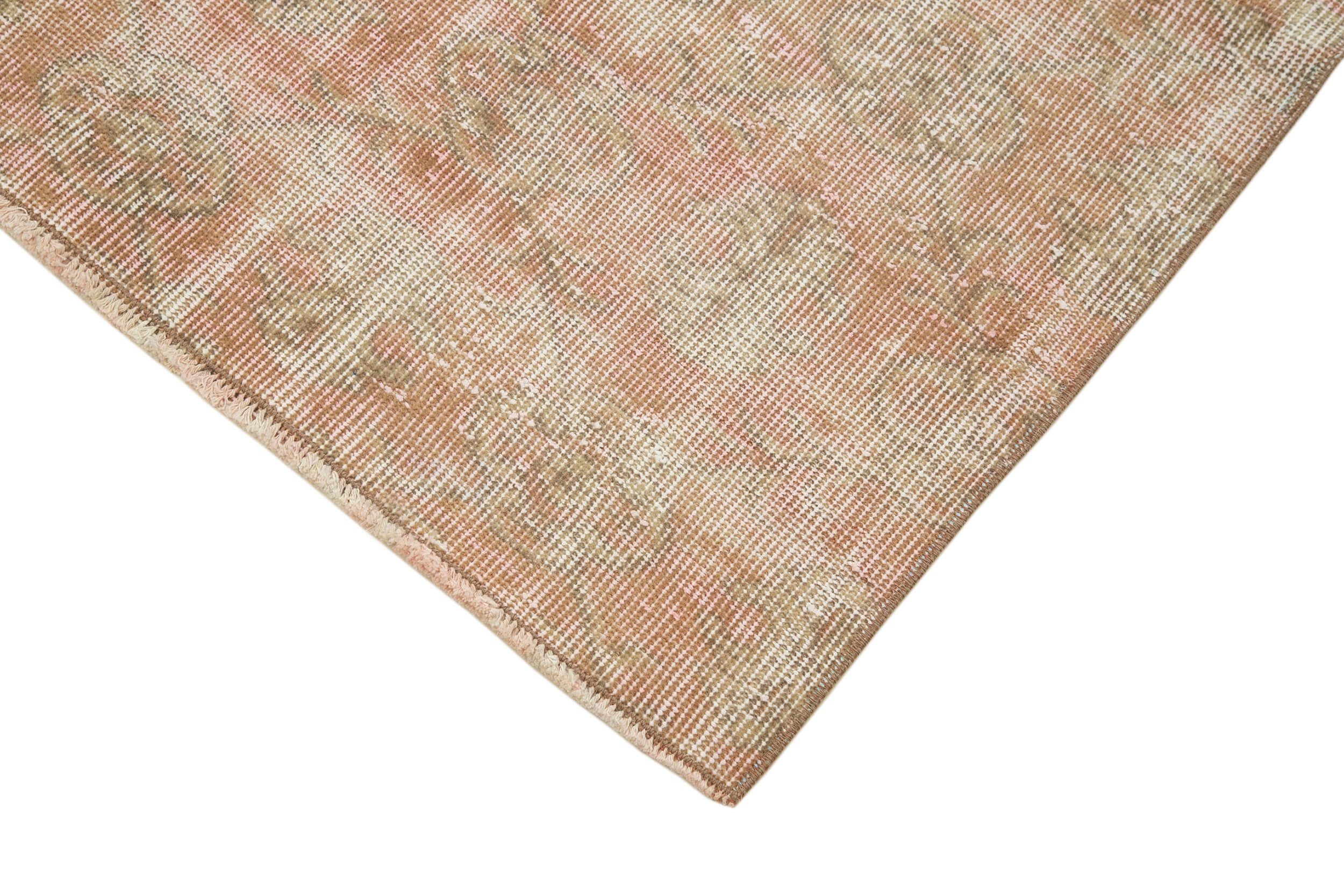 Handmade Area Rug – Overdyed Beige Vintage Wool Cotton Carpet 3'x9'8''
