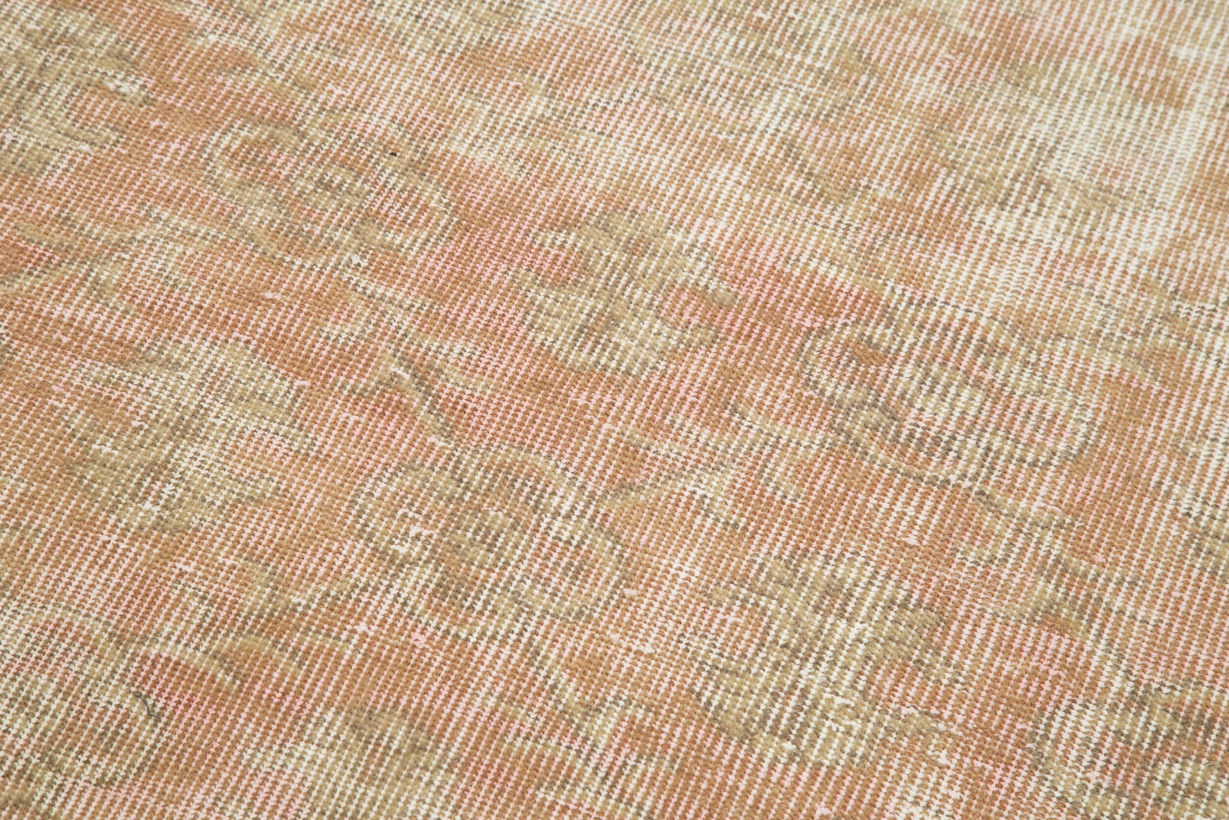Handmade Area Rug – Overdyed Beige Vintage Wool Cotton Carpet 3'x9'8''