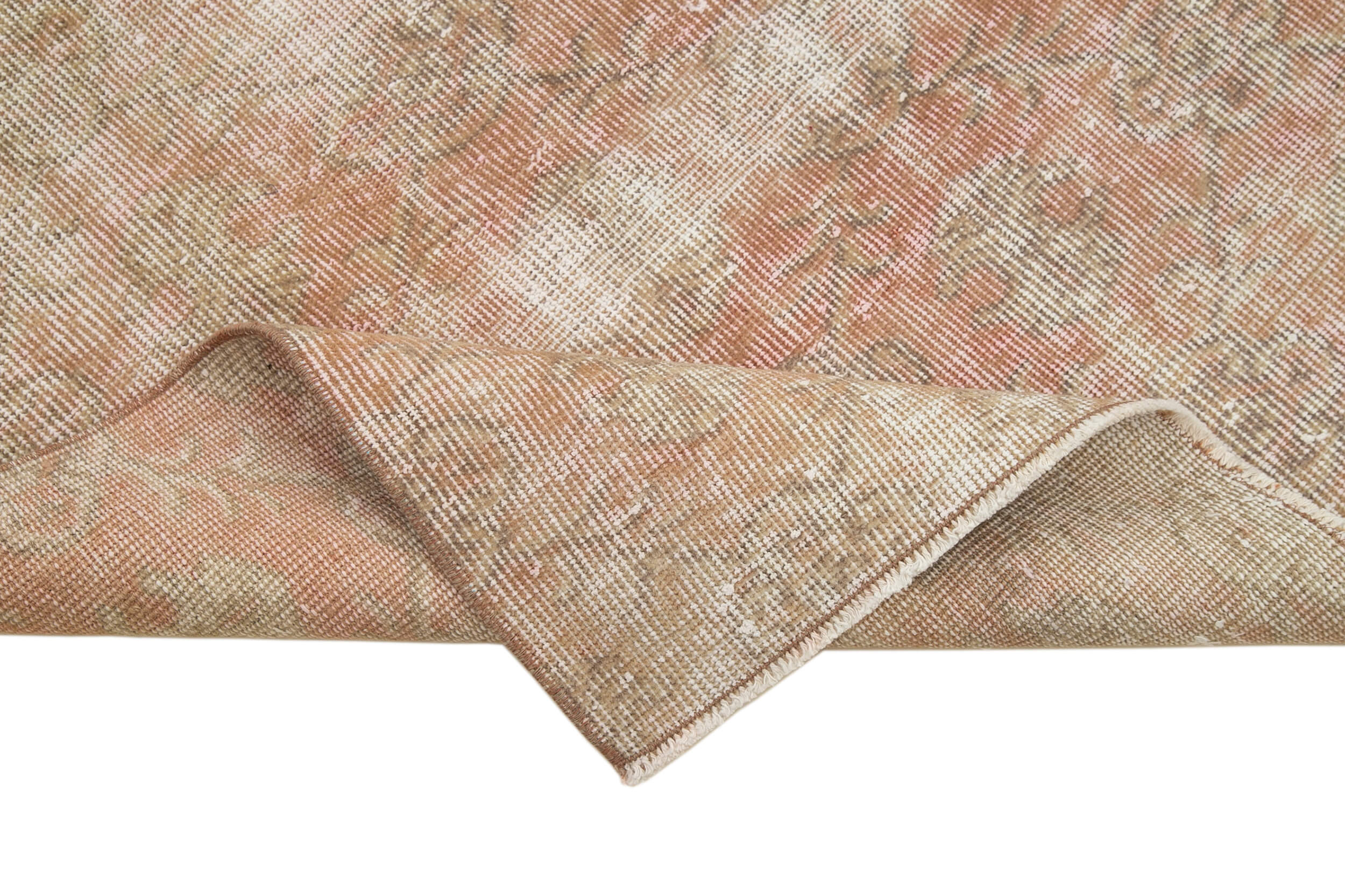 Handmade Area Rug – Overdyed Beige Vintage Wool Cotton Carpet 3'x9'8''