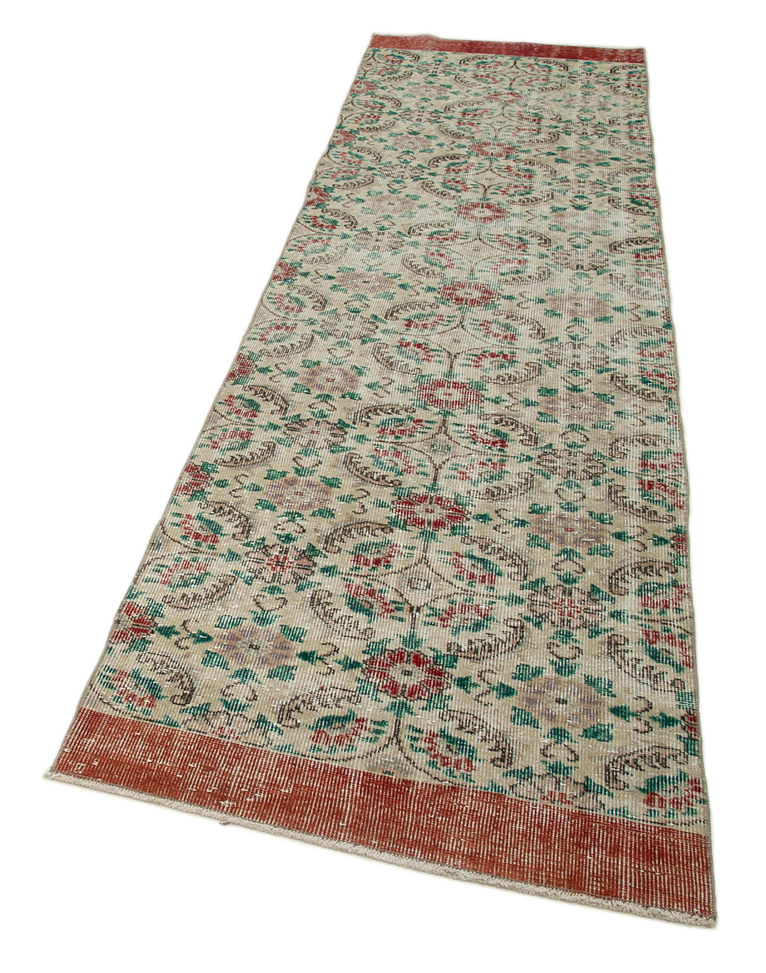 Handmade Vintage Area Rug – Overdyed Wool Rug | Cotton Wool Carpet 2'10''x10'2''