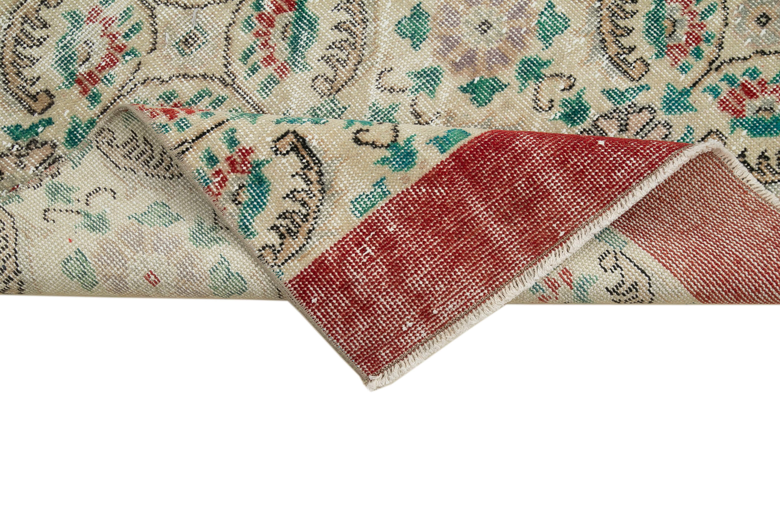 Handmade Vintage Area Rug – Overdyed Wool Rug | Cotton Wool Carpet 2'10''x10'2''