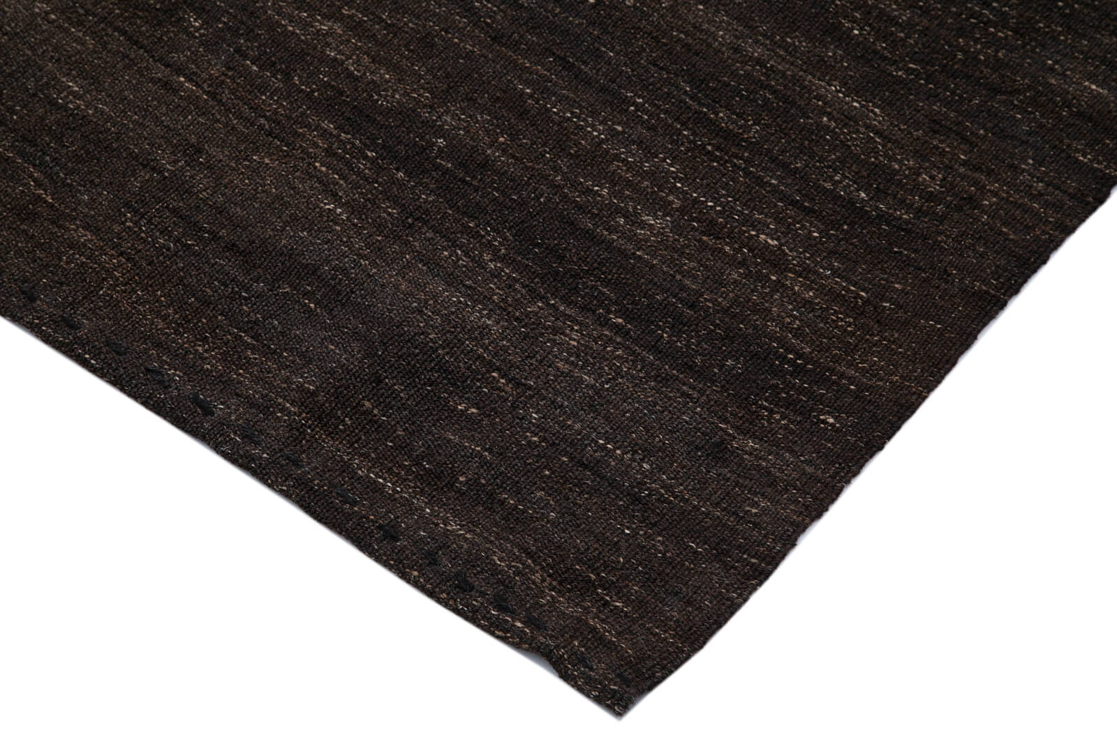 Handmade Striped Kilim Rug – Brown Goat Hair & Turkish Wool Carpet 5'4''x10'10''