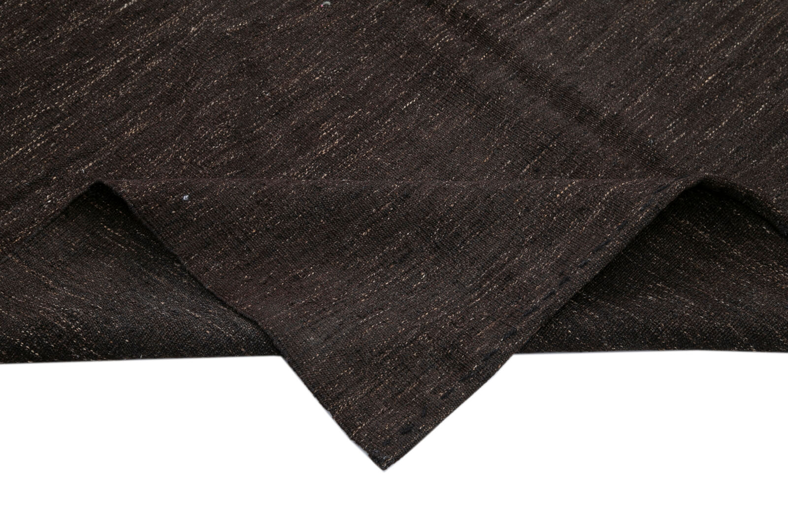 Handmade Striped Kilim Rug – Brown Goat Hair & Turkish Wool Carpet 5'4''x10'10''
