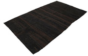 Handmade Striped Kilim Rug – Brown Goat Hair 5x9 Foot Flat Weave Area Rug