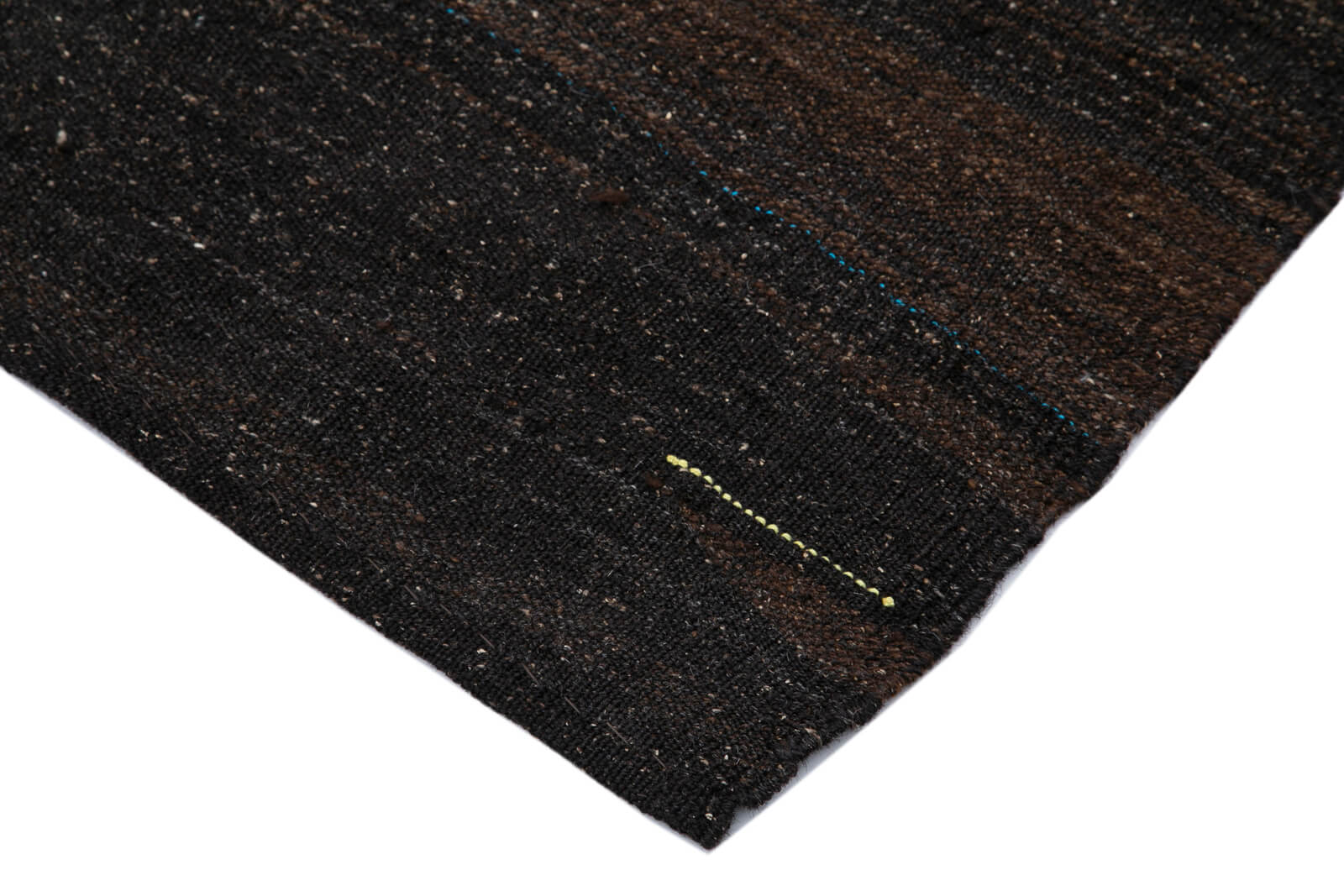 Handmade Striped Kilim Rug – Brown Goat Hair 5x9 Foot Flat Weave Area Rug
