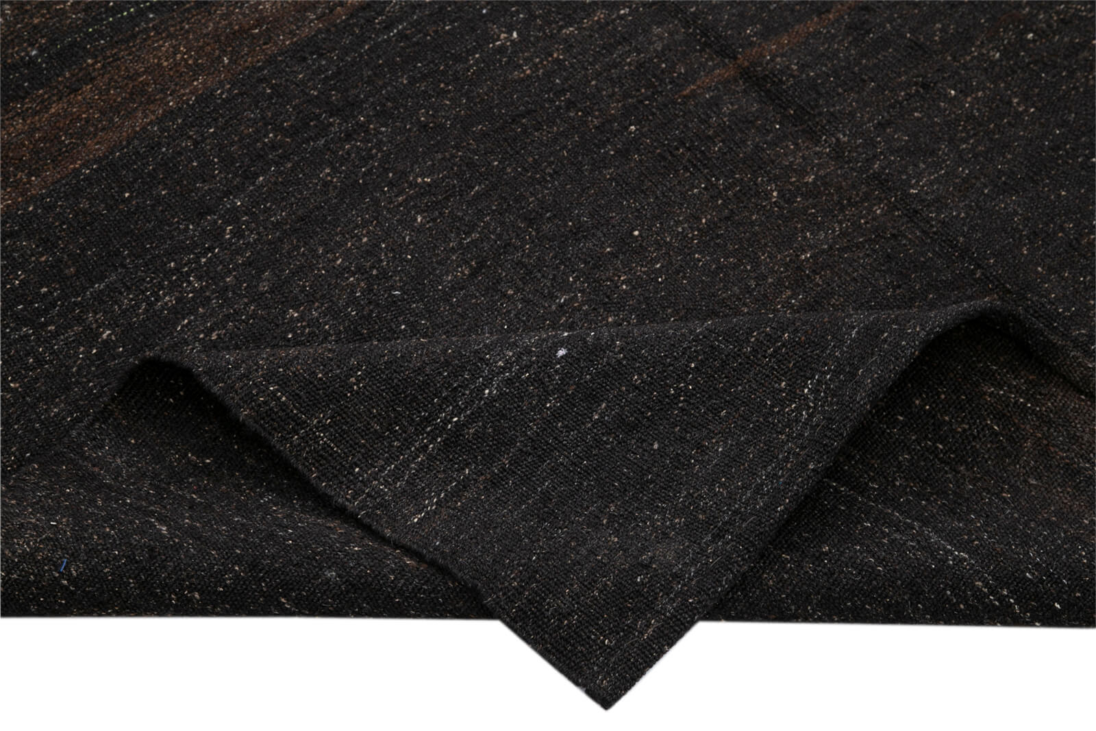 Handmade Striped Kilim Rug – Brown Goat Hair 5x9 Foot Flat Weave Area Rug