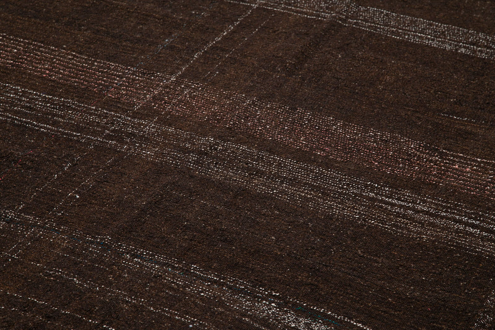 Handmade Striped Kilim Rug - Brown Striped Goat Hair Carpet 5'8''x10'3''