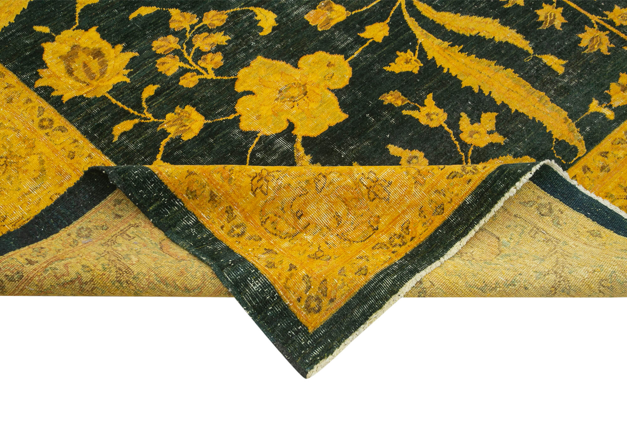Handmade Wool Area Rug – Tebriz Classic Yellow Cotton Wool Carpet 9'5''x11'5''