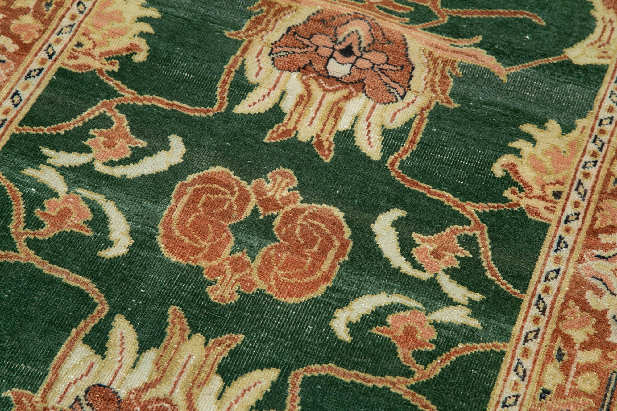 Handmade Wool Area Rug – Tebriz Classic Green Vintage Cotton Rug 2'11''x18'3''
