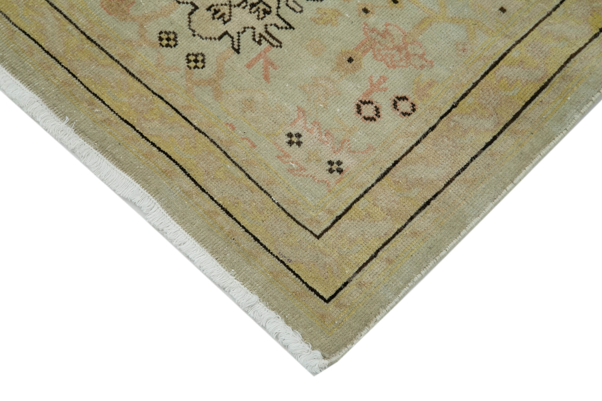 Handmade Wool Area Rug - Tebriz Classic Beige Cotton Wool Carpet 2'11''x11'10''