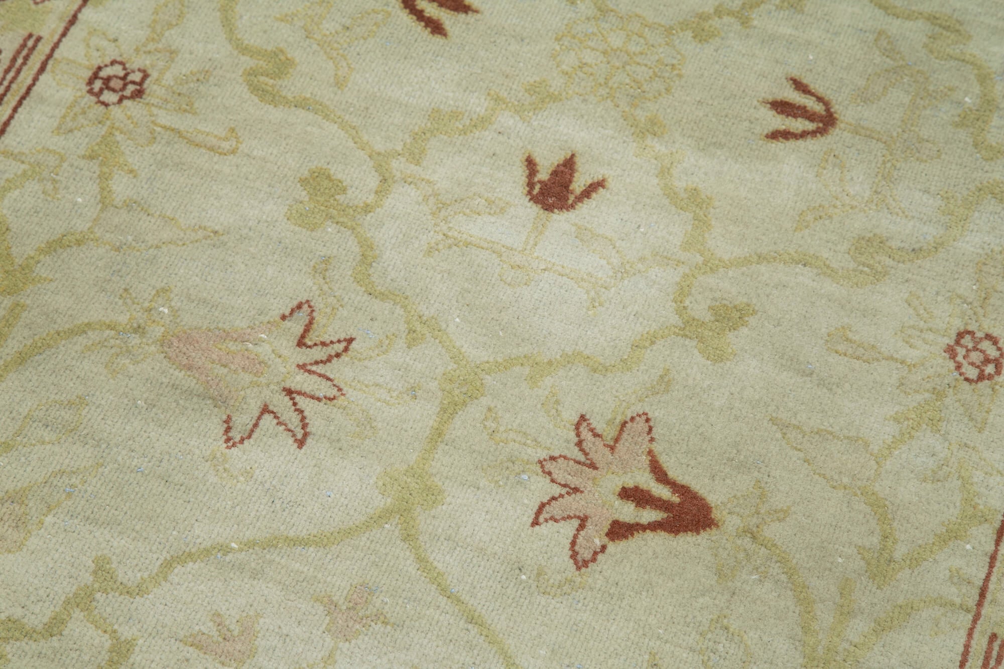 Handmade Wool Area Rug – Classic Beige Cotton Wool Rug 2'7'' x 10'9'' Durable Turkish Carpet