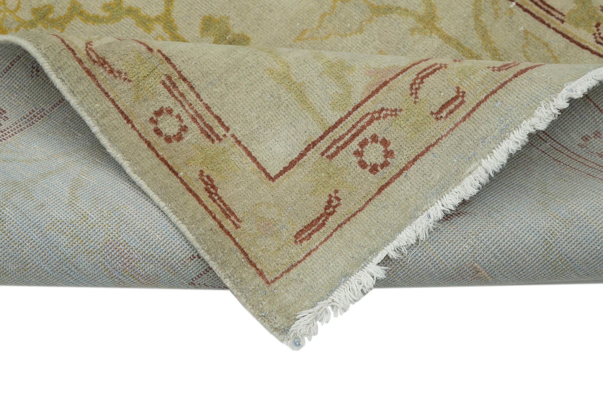 Handmade Wool Area Rug – Classic Beige Cotton Wool Rug 2'7'' x 10'9'' Durable Turkish Carpet