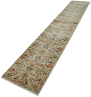 Handmade Wool Area Rug - Tebriz Classic Beige Cotton Wool Rug 2'6''x13'8''