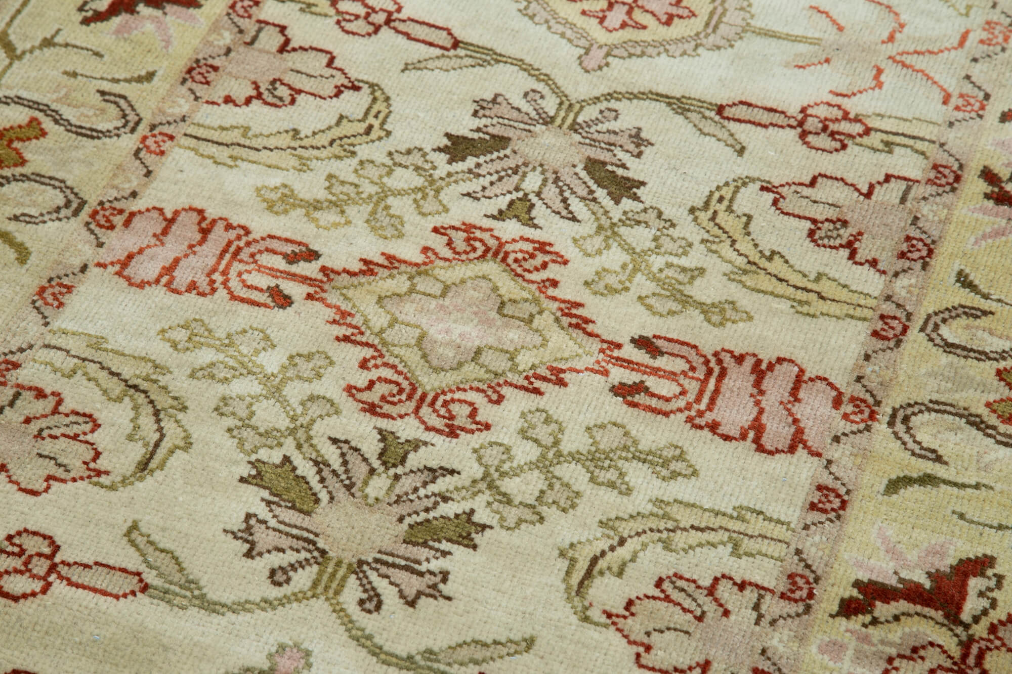 Handmade Wool Area Rug - Tebriz Classic Beige Cotton Wool Rug 2'6''x13'8''